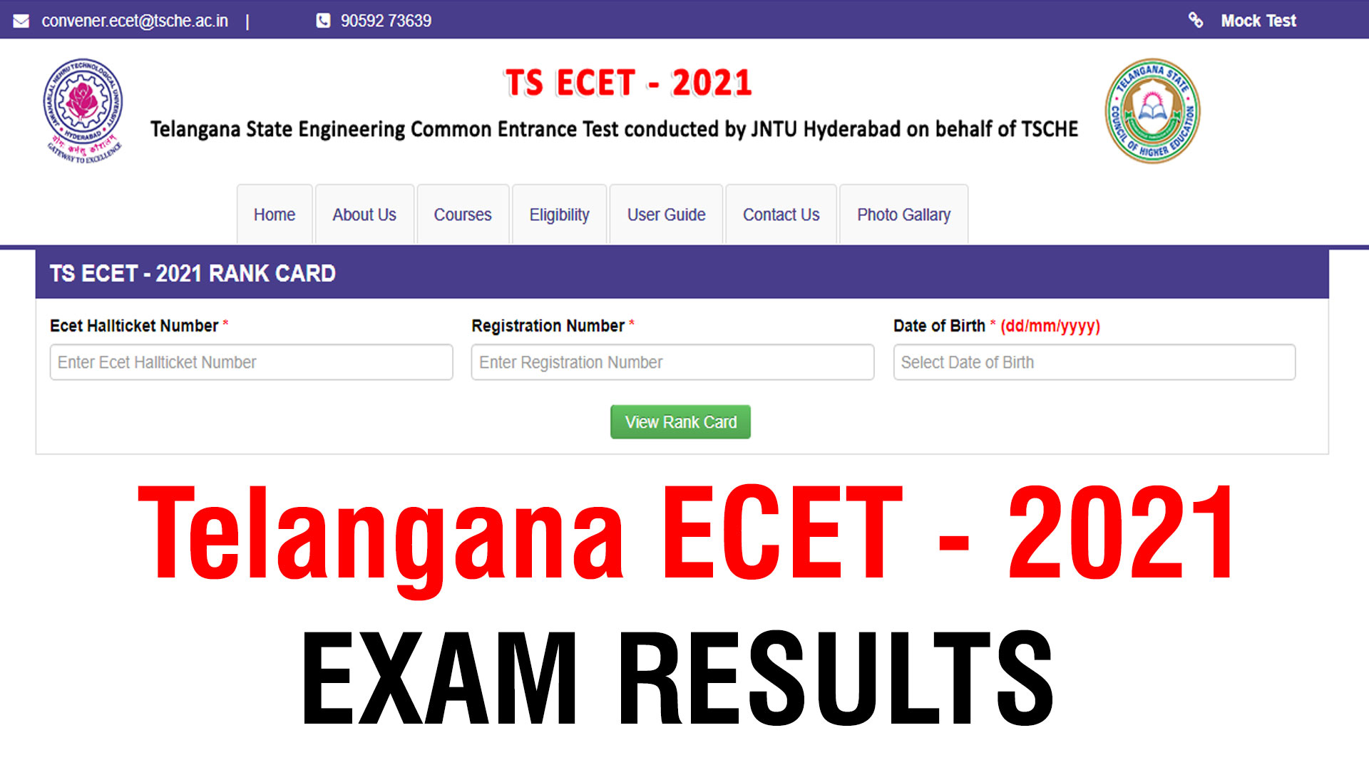 Telangana ECET 2021 Exam Results online