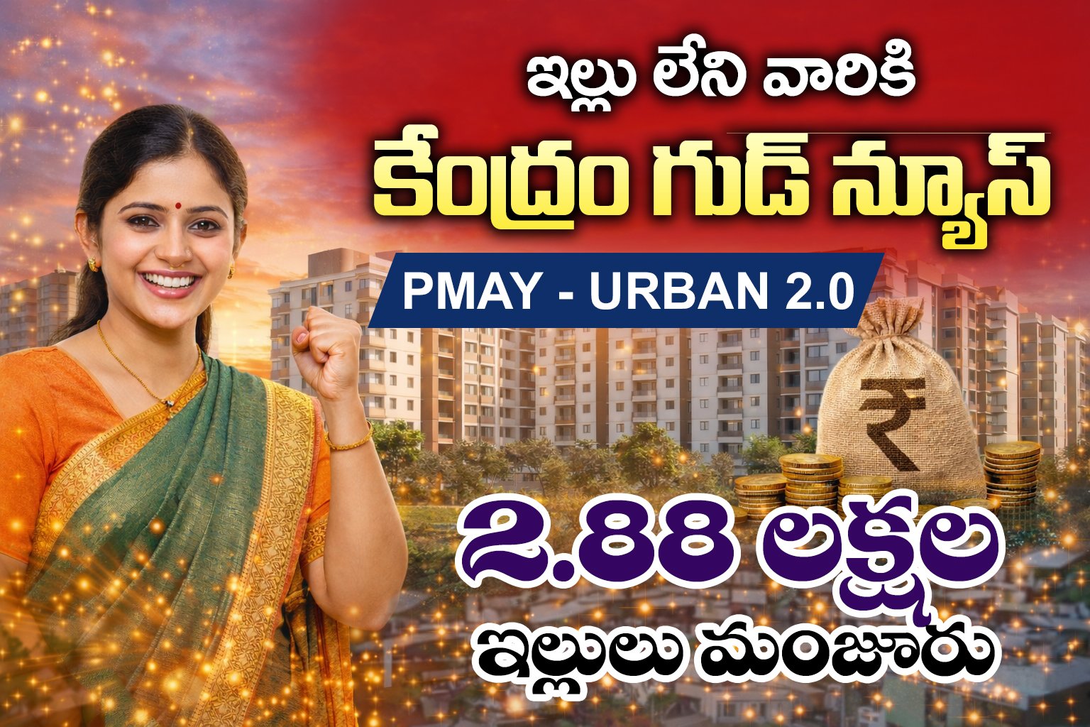 PMAY Urban 2.0: మరో 2.88 లక్షల ఇళ్లకు కేంద్రం ఆమోదం – మొత్తం ఇళ్లు 13.61 లక్షలకు చేరిక