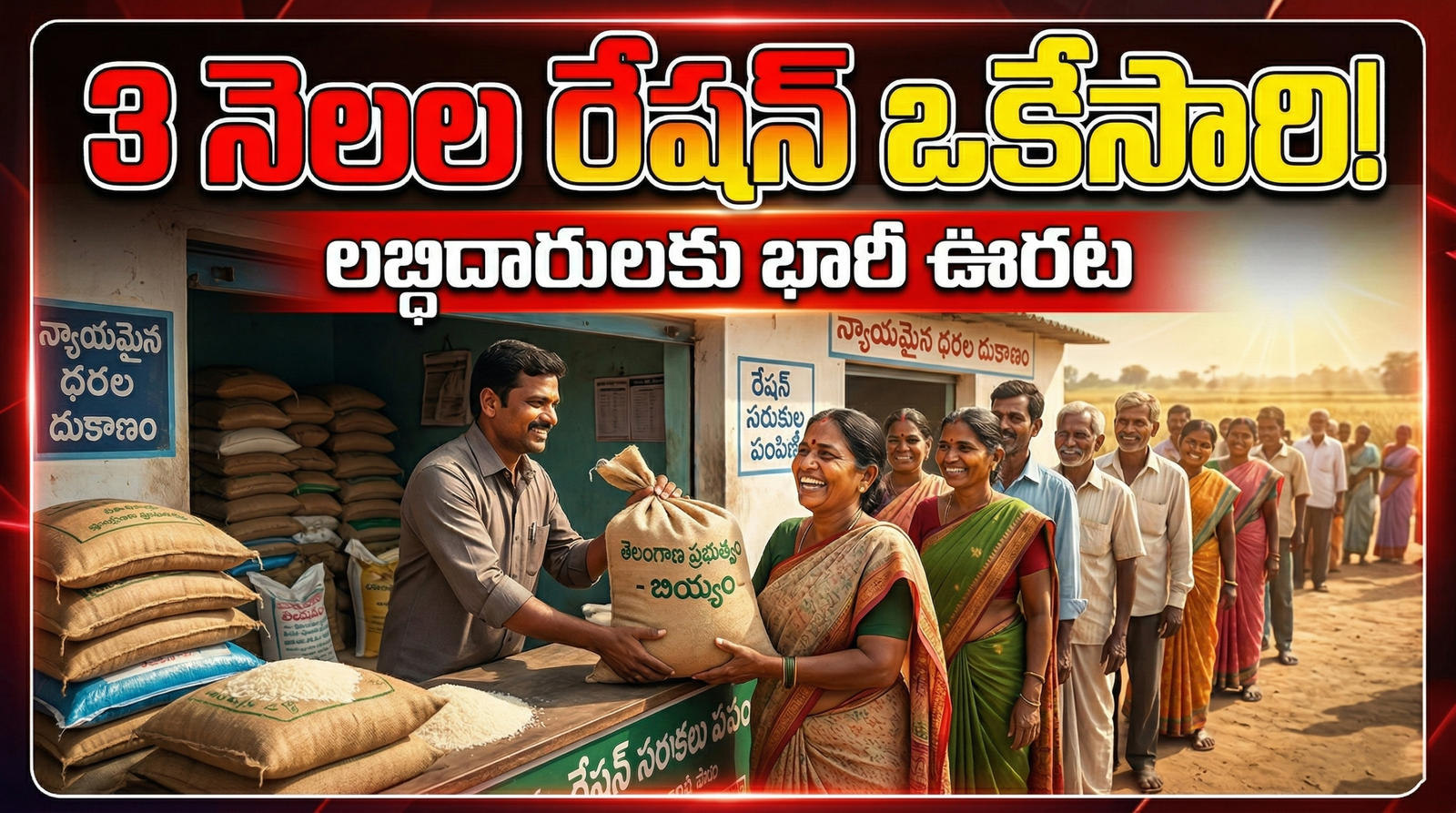 మూడు నెలల రేషన్ ఒకేసారి.. ప్రజలకు భారీ ఊరట!
