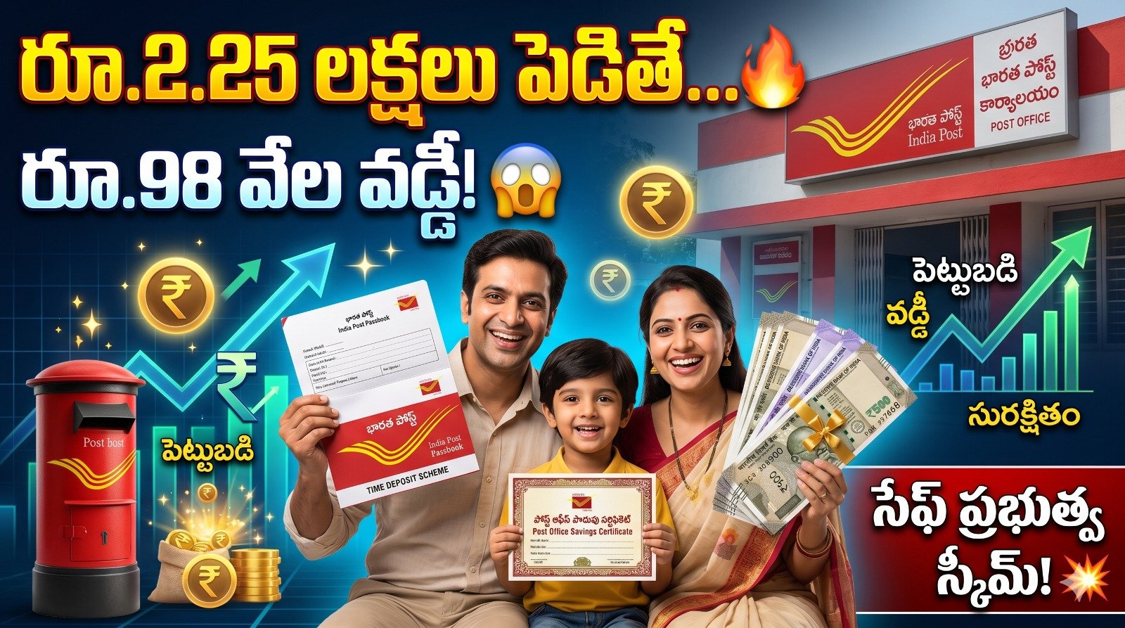 పోస్టాఫీస్‌లో రూ.2.25 లక్షలు డిపాజిట్ చేస్తే రూ.98 వేల వడ్డీ.. సేఫ్ ఇన్వెస్ట్‌మెంట్ కోసం అదిరిపోయే ప్రభుత్వ పథకం!